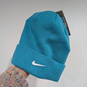 BNWT Nike Cuffed Beanie Turquoise Blue White One Size